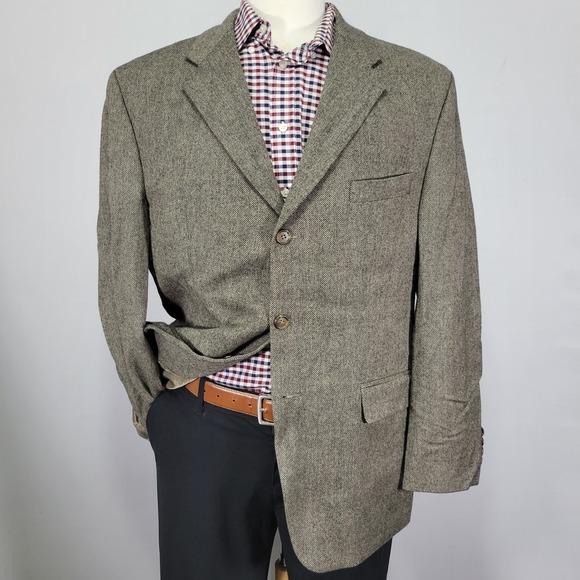 Chaps Men's Sport Coat Blazer Three Button Brown‎ Lambs Wool Size 44R